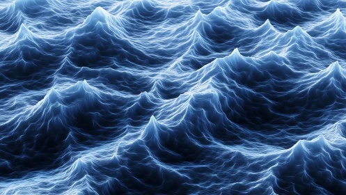 Digital seascape with luminous wave contours in repetition.