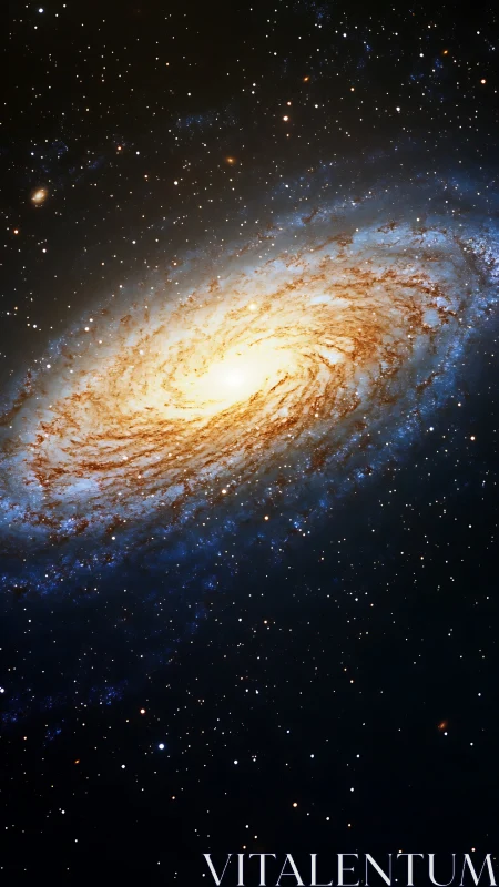 Spiral galaxy core glows against dense stellar field in space