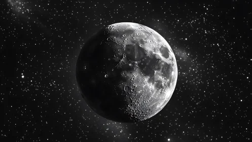 Lunar near side terminator in high contrast monochrome field