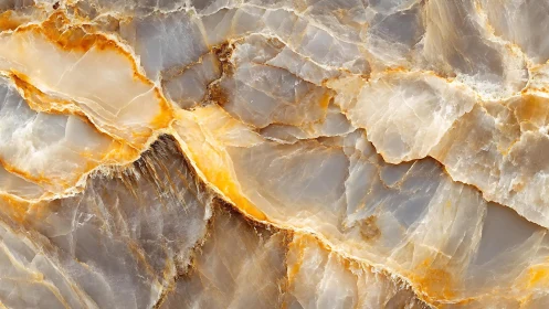 Polished Onyx Stone Surface with Orange Veins, Abstract Texture.