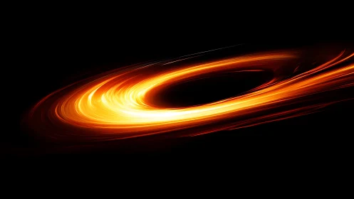 Spiraling golden light traces a glowing ring in deep space