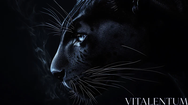 Black Panther Profile: Luminous Eyes in Darkness.