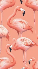 Elegant pink flamingos form a vibrant tropical pattern