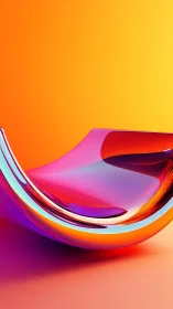 Fluid neon arc sculpture curves across vivid gradient light
