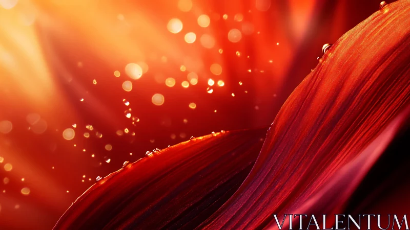 Macro floral petals glow under radiant golden bokeh light.