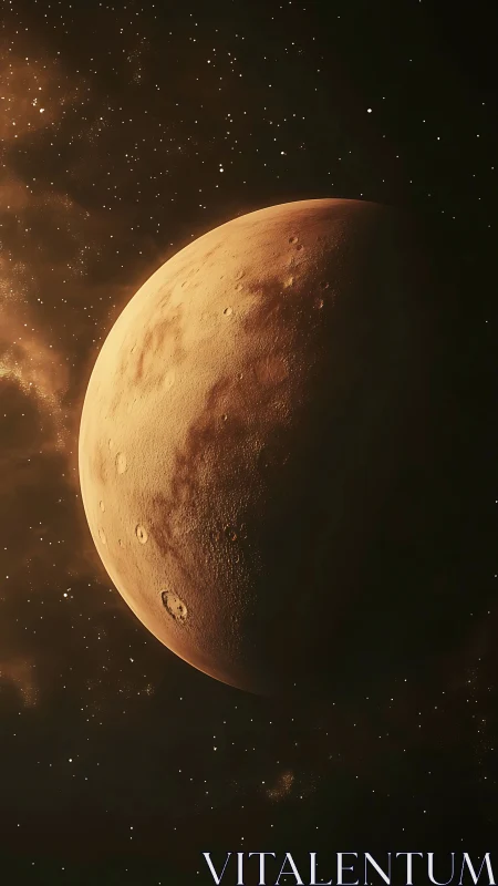 Golden planet drifting softly through a quiet starlit sky.