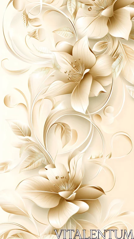 Elegant Cream Flowers: 3D Dimensional Art.