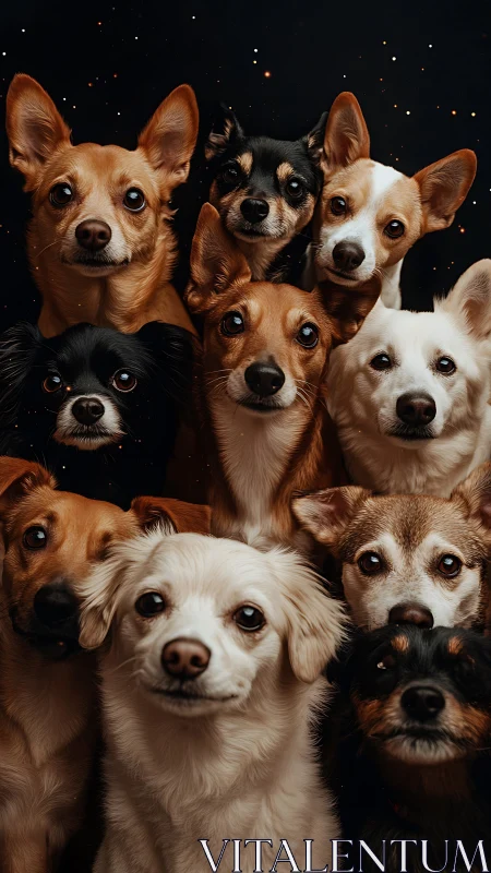 Canine portrait grid captures diverse small dogs in studio lighting
