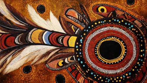 Radial feather vortex with concentric chromatic microdots.