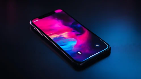 Modern Smartphone with Luminescent Display Gradient.