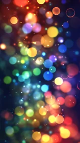 Defocused multicolor bokeh light orbs on deep indigo background.