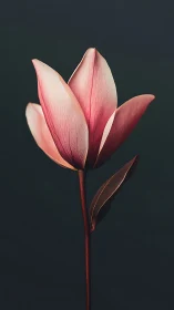 Pink Tulip Against Dark Background with Luminous Petals