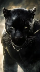 Intense Black Panther Portrait with Golden Eyes