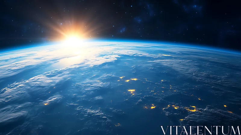 Glowing sunrise gently wraps Earth&rsquo;s blue horizon in light