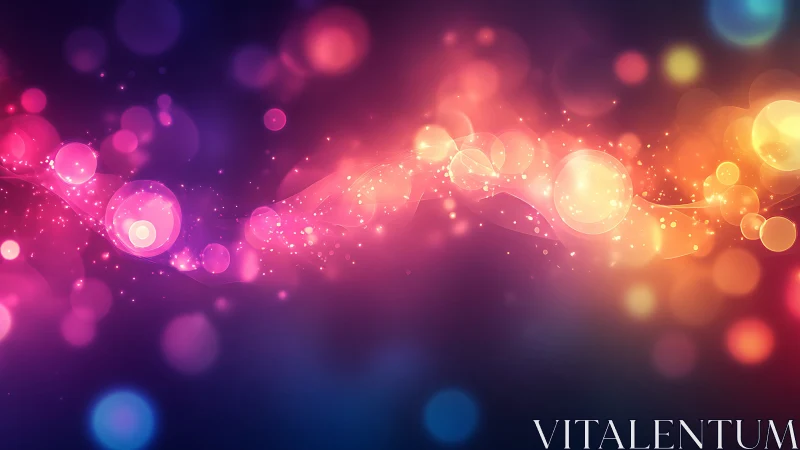 Vibrant neon bokeh waves glow across deep midnight gradient