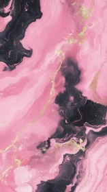 Pink marble nebula swirls shimmer with soft golden veins