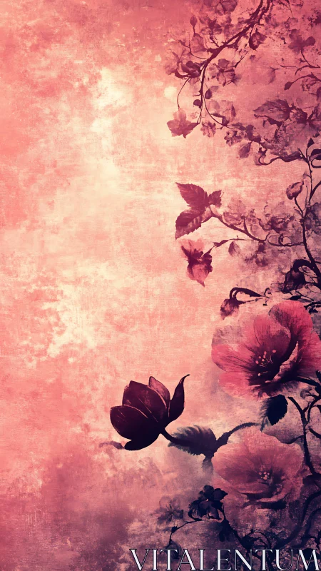 Vintage Blossoms: Whispers Through Rose-Tinted Reverie.
