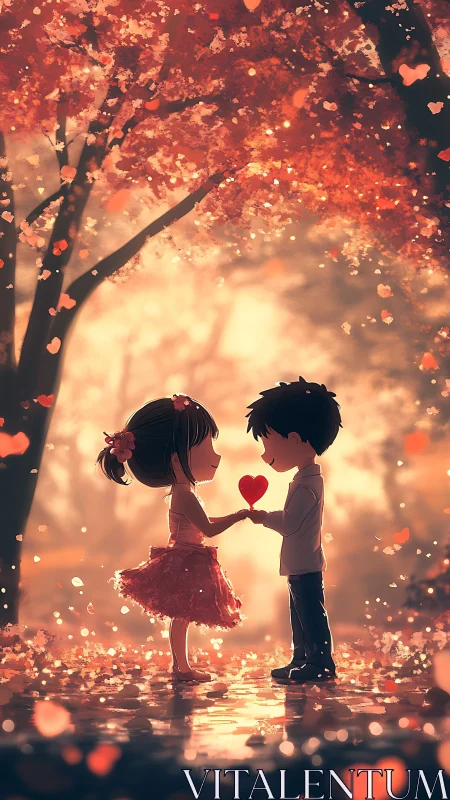 Luminescent Hearts Bloom: Autumn's Glowing Whisper.