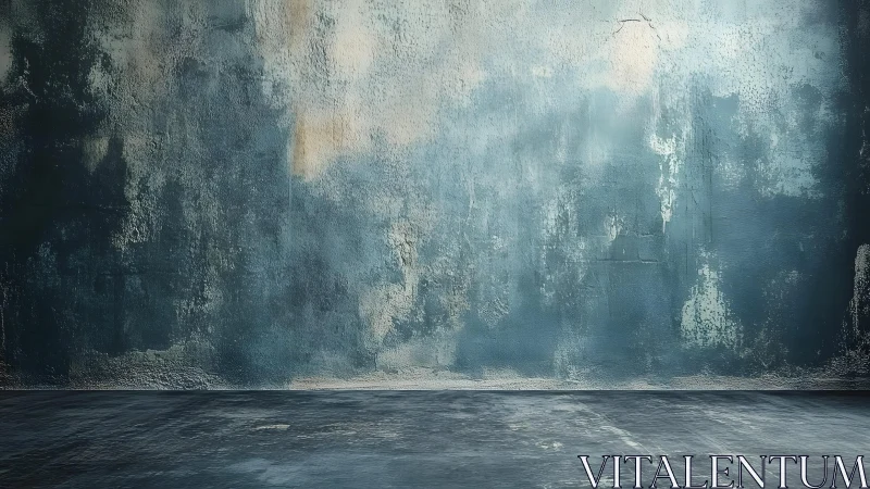 Weathered blue concrete wall and floor in industrial minimalist style.