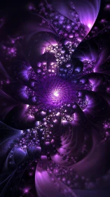 Purple fractal flower structure spirals outward in glowing light