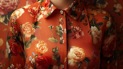 Floral-Patterned Garment in Vibrant Red with Botanical Print Detail