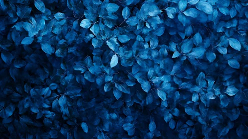 Monochromatic blue foliage pattern explores dense organic layering