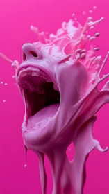 Screaming strawberry milk geyser splashes into candy void.
