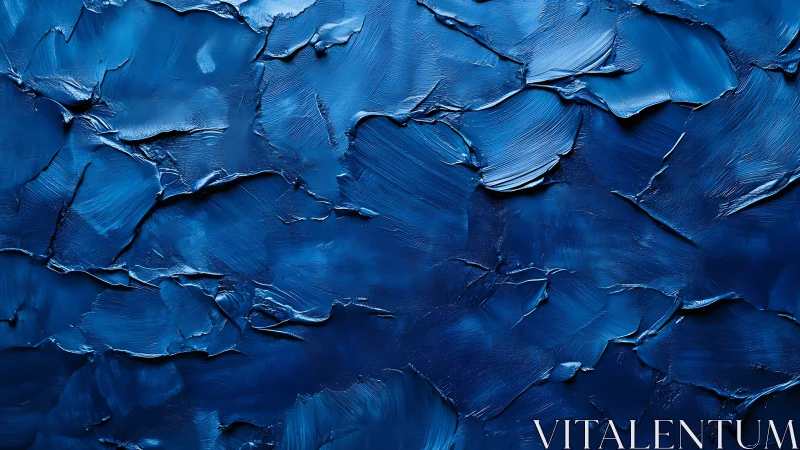 Textured cobalt blue impasto surface in close-up view.