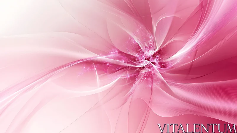 Elegant Abstract Pink Fractal Art with Flowing Lines and Light.