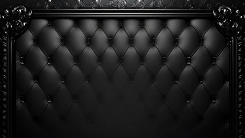 Black tufted leather panel framed by ornate baroque trim