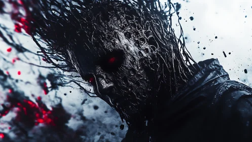 Molten shadow entity dissolves into chaotic tendrils.