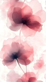 Translucent Pink Floral Stems with Layered Petals.