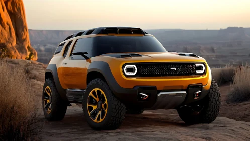 Desert-optimized off-road SUV render with aggressive lighting geometry.