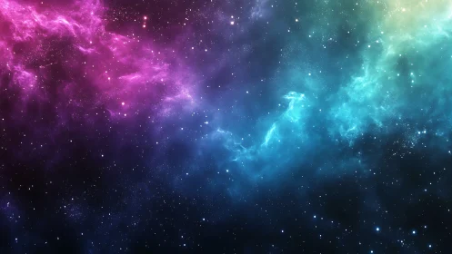 Vibrant nebula clouds merge across deep starfield night