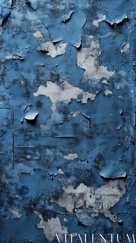 Oxidative decay on stratified blue coating with curled delamination.