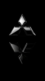 Gleaming mirrored diamond logo rests in deep black space