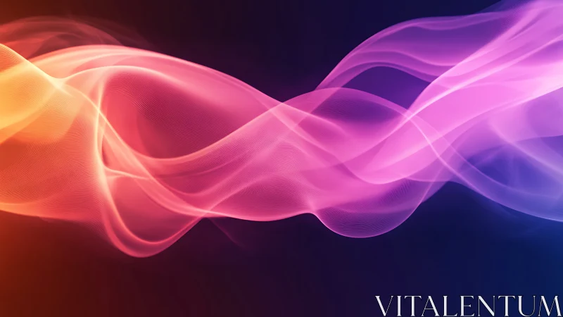 Abstract neon light waves flow across a dark gradient background