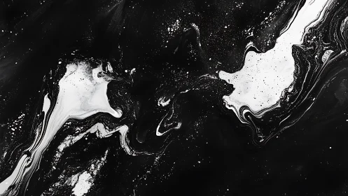 Flowing monochrome galaxies drifting in inky night skies.