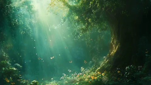 Mystical Forest Cenote: Luminous Underground Cavern.