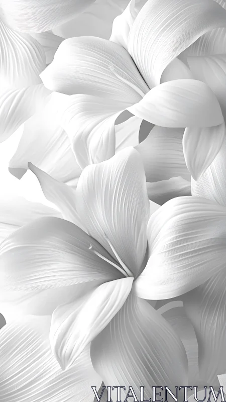 Monochrome Flower Petals. Organic Layered Forms in Grayscale.