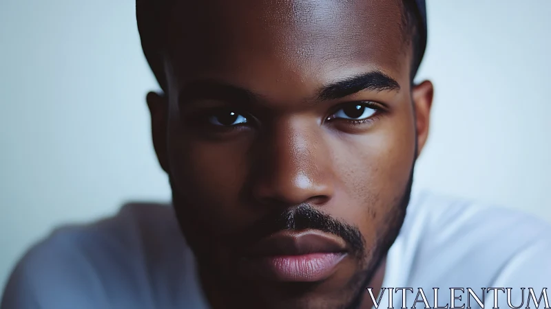 Intense closeup portrait captures focused male gaze sharply