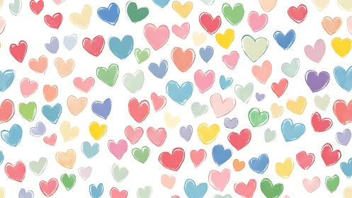 Polychromatic Heart Pattern with Gradient Strokes.
