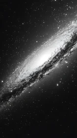 Spiral galaxy leans into darkness like a cosmic breaking wave