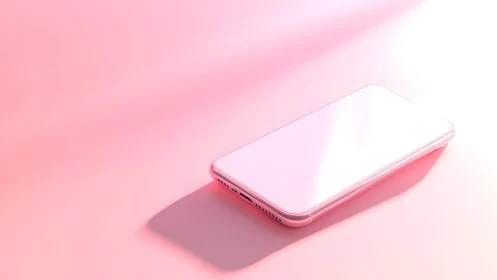 Modern smartphone on pink pastel background, minimalistic and bright.