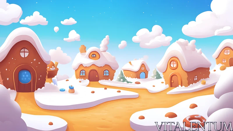 Sugary snowdrifts cradle cozy gingerbread cottage dreams