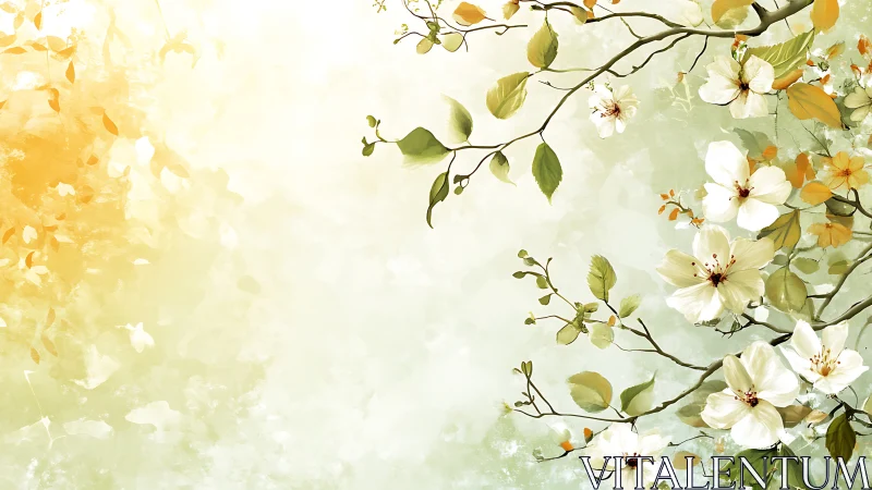 Springtime Blossoms Greeting the Morning Light.