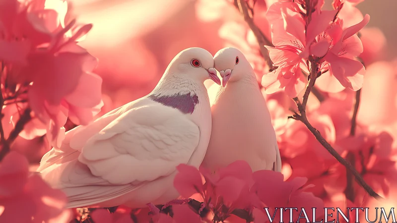 Three-dimensional rendered doves with volumetric feather geometry, selective focus depth of field ef