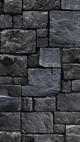 Midnight stonework mosaic of rugged charcoal blocks.