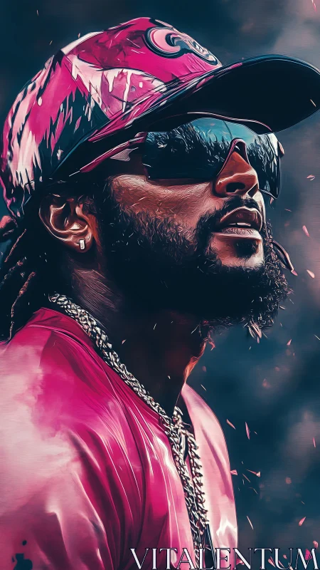 Electric magenta swagger tilts skyward in molten sunlight