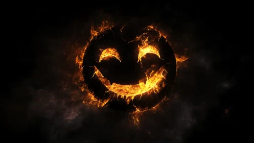 Smiling ember eclipse burns through the smoky cosmic dark.